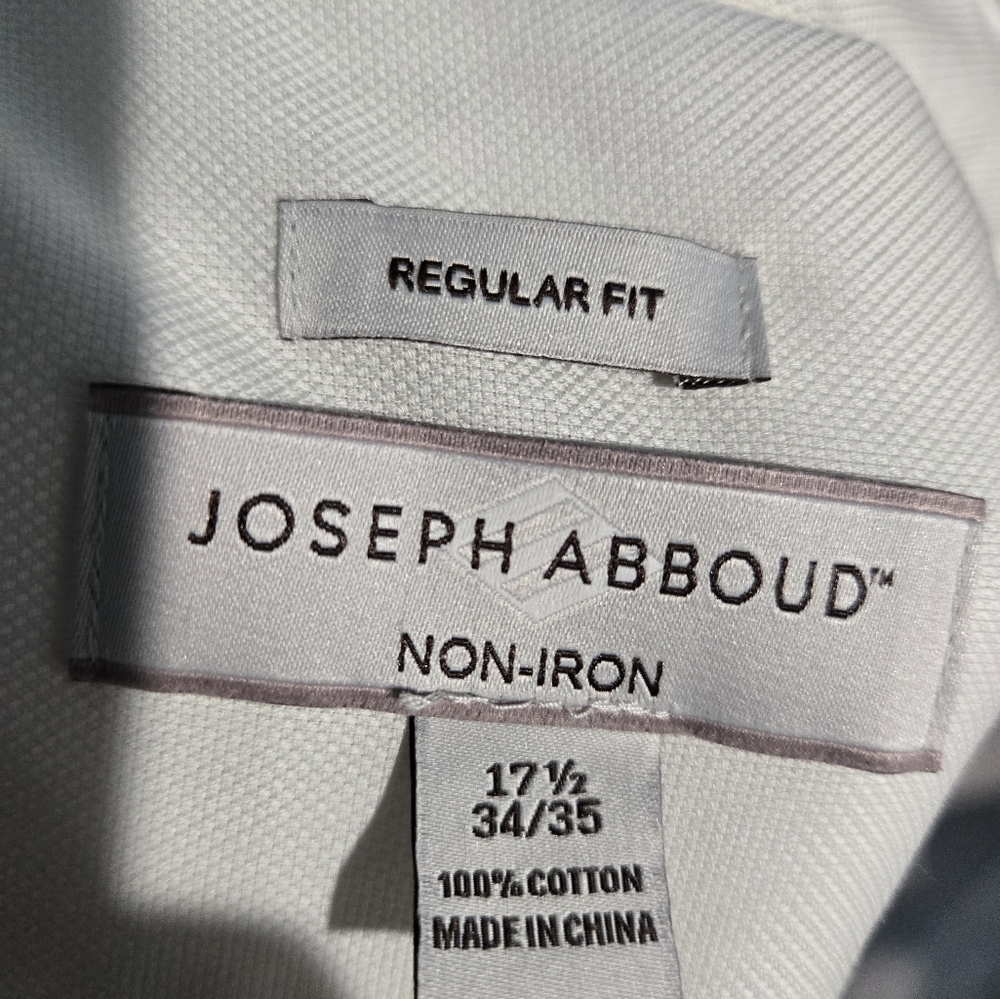 Joseph Abboud Size 17.5  Tall 34/35 light creme M 100% Cotton reg-fit non-iron